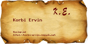 Korbi Ervin névjegykártya